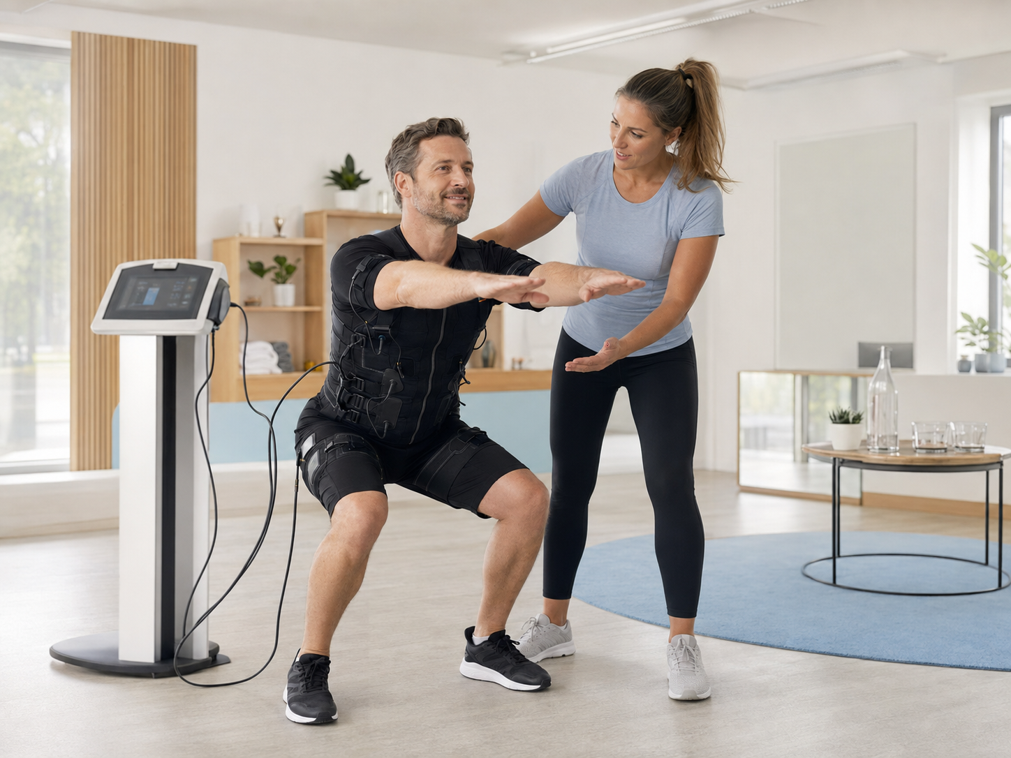 Berufstätiger Erwachsener beim persönlich betreuten EMS-Training in Unna
